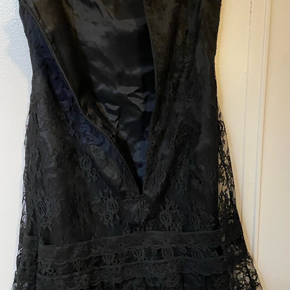 Jessica McClintock black Sheer gothic Lace strapless dress Size 7 - Picture 7 of 10